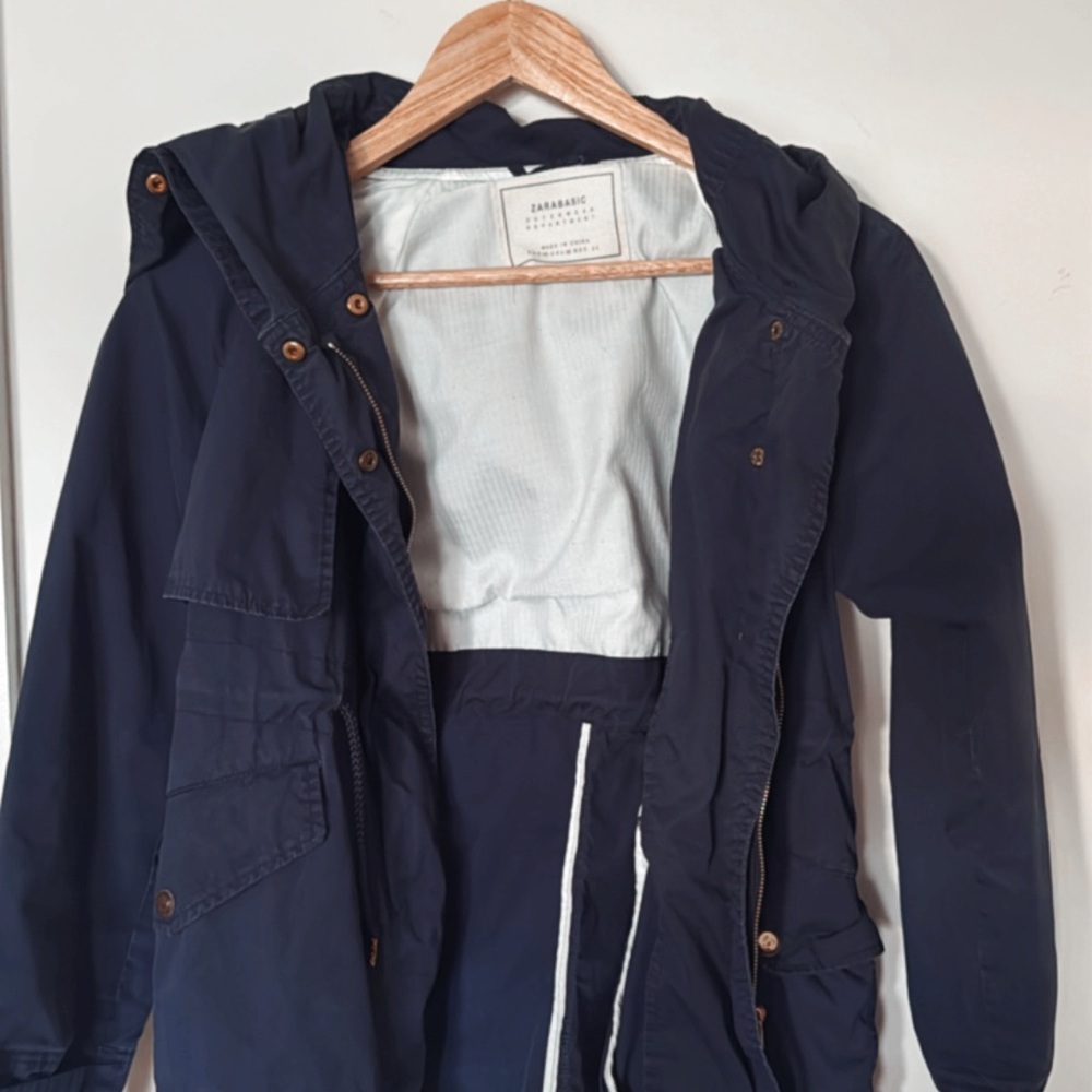 Zara Navy Hooded Jacket